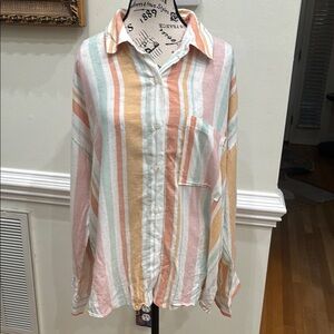 Striped Button-Up Shirt in Pastel Colors